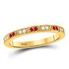 Image 1 : 1/4 CTW Round Ruby Diamond Milgrain Stackable Ring 10kt Yellow Gold - REF-18X3T