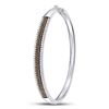 Image 3 : 1 & 3/8 CTW Round Brown Diamond Bangle Bracelet 14kt White Gold - REF-137W9F