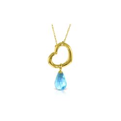 Genuine 2.25 ctw Blue Topaz Necklace 14KT Yellow Gold - REF-27T4A