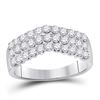 Image 1 : 1 CTW Round Diamond Triple Row Chevron Ring 14kt White Gold - REF-63F5M