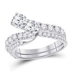 2 CTW Round Diamond Bridal Wedding Engagement Ring 14kt White Gold - REF-239A9N