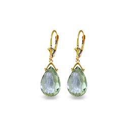 Genuine 10.20 ctw Green Amethyst Earrings 14KT Yellow Gold - REF-28X9M