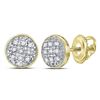 Image 1 : 1/20 CTW Mens Round Diamond Circle Cluster Stud Earrings 10kt Yellow Gold - REF-7R5H