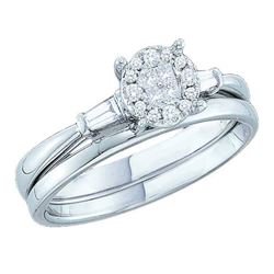 1/4 CTW Princess Diamond Bridal Wedding Engagement Ring 14kt White Gold - REF-41N9Y