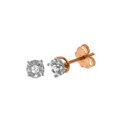 Genuine 0.06 ctw Diamond Anniversary Earrings 14KT Rose Gold - REF-24F3Z