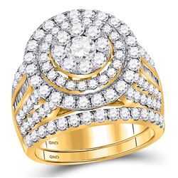 3 CTW Round Diamond Bridal Wedding Engagement Ring 14kt Yellow Gold - REF-222R3H