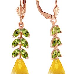 Genuine 11.20 ctw Citrine & Peridot Earrings 14KT Rose Gold - REF-56Y2F