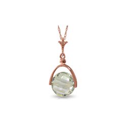 Genuine 3.25 ctw Green Amethyst Necklace 14KT Rose Gold - REF-22R3P