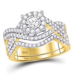 1 CTW Round Diamond Contoured Bridal Wedding Engagement Ring 10kt Yellow Gold - REF-93Y3X