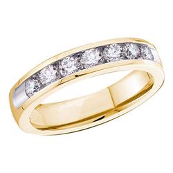 3/4 CTW Round Diamond Channel-set 4mm Wedding Ring 14kt Yellow Gold - REF-69K3R