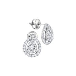 3/4 CTW Round Diamond Teardrop Stud Earrings 14kt White Gold - REF-60Y3X