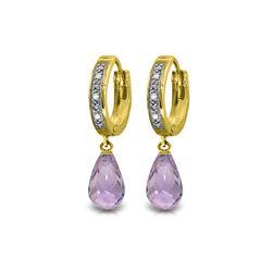 Genuine 4.54 ctw Amethyst & Diamond Earrings 14KT Yellow Gold - REF-52R2P