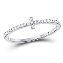 1/6 CTW Round Diamond Cross Stackable Ring 10kt White Gold - REF-14W4F