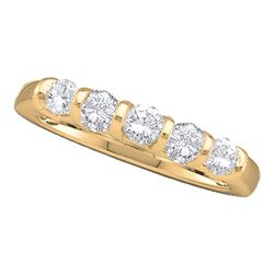 1/2 CTW Round Diamond 5-stone Single Row Wedding Ring 14kt Yellow Gold - REF-41Y9X