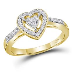 1/5 CTW Round Diamond Heart Cluster Ring 10kt Yellow Gold - REF-18Y3X