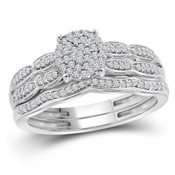 1/4 CTW Round Diamond Cluster Bridal Wedding Engagement Ring 10kt White Gold - REF-27N3Y