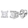 Image 1 : 1/4 CTW Unisex Princess Diamond Solitaire Stud Earrings 14kt White Gold - REF-22A8N