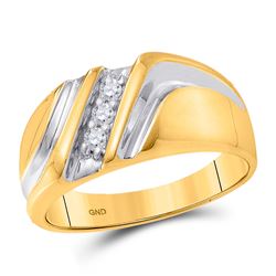 1/10 CTW Mens Round Diamond Wedding Single Row Ring 10kt Yellow Gold - REF-20R3H