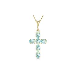 Genuine 1.50 ctw Aquamarine Necklace 14KT Yellow Gold - REF-36R8P