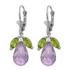 Image 1 : Genuine 14.4 ctw Peridot & Amethyst Earrings 14KT White Gold - REF-46F7Z