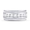 Image 2 : 2 CTW Mens Round Diamond Single Row Fluted Wedding Ring 14kt White Gold - REF-299F9M