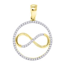 1/4 CTW Round Diamond Infinity Circle Pendant 10kt Yellow Gold - REF-14K4R