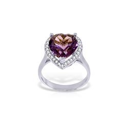 Genuine 3.24 ctw Amethyst & Diamond Ring 14KT White Gold - REF-66W9Y