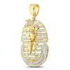 Image 2 : 5/8 CTW Mens Round Diamond Pharaoh Face Charm Pendant 10kt Yellow Gold - REF-54K3R