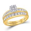 Image 2 : 1/2 CTW His & Hers Round Diamond Cluster Matching Bridal Wedding Ring 10kt Yellow Gold - REF-39X6T