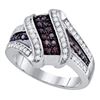 Image 1 : 1/2 CTW Round Brown Diamond Crossover Ring 10kt White Gold - REF-39W6F
