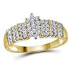 Image 1 : 1/4 CTW Round Prong-set Diamond Oval Cluster Ring 10kt Yellow Gold - REF-15T3K
