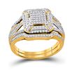 Image 1 : 1/2 CTW Diamond Cluster Bridal Wedding Engagement Ring 10kt Yellow Gold - REF-35T9K