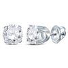 Image 2 : 1 CTW Round Diamond Solitaire Earrings 14kt White Gold - REF-101N9Y