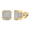 Image 1 : 1/4 CTW Mens Round Diamond Square Cluster Earrings 10kt Yellow Gold - REF-27K5R