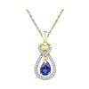 Image 1 : 1/6 CTW Oval Lab-Created Blue Sapphire Solitaire Pendant 10kt Yellow Gold - REF-14T4K
