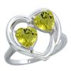 Image 1 : 2.60 CTW Lemon Quartz & Diamond Ring 10K White Gold - REF-23M2K