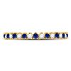 Image 2 : 1/5 CTW Round Blue Sapphire Diamond Stackable Ring 10kt Yellow Gold - REF-11K9R