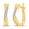 Image 1 : 1/20 CTW Round Diamond Slender Crossover Hoop Earrings 10kt Yellow Gold - REF-14W4F