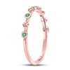 Image 3 : 1/12 CTW Round Emerald Dot Flower Stackable Ring 10kt Rose Gold - REF-7Y5X