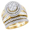 Image 1 : 2 & 1/2 CTW Round Diamond Cluster Bridal Wedding Engagement Ring 14kt Yellow Gold - REF-201X6T