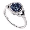 Image 1 : 1/4 CTW Round Blue Color Enhanced Diamond Framed Cluster Ring 10kt White Gold - REF-16T8K