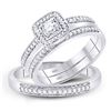 Image 1 : 1/2 CTW His & Hers Round Diamond Solitaire Matching Bridal Wedding Ring 10kt White Gold - REF-45Y6X