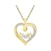 Image 1 : 1/12 CTW Round Diamond Moving Twinkle Mom Heart Pendant 10kt Yellow Gold - REF-18K3R