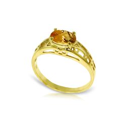 Genuine 1.15 ctw Citrine Ring 14KT Yellow Gold - REF-32F3Z