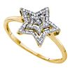 Image 1 : 1/20 CTW Round Diamond Star Ring 10kt Yellow Gold - REF-7N5Y