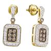 Image 1 : 1/2 CTW Round Brown Diamond Dangle Earrings 14kt Yellow Gold - REF-54F3M