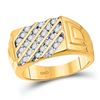 Image 1 : 1/2 CTW Mens Round Channel-set Diamond Diagonal Stripe Ring 10kt Yellow Gold - REF-31A5N