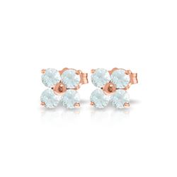 Genuine 1.15 ctw Aquamarine Earrings 14KT Rose Gold - REF-22X2M