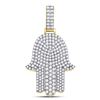 Image 1 : 1 & 1/2 CTW Mens Round Diamond Hamsa Charm Pendant 10kt Yellow Gold - REF-95R9H