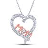 Image 1 : 1/8 CTW Round Diamond Mom Mother Heart Pendant 10kt Two-tone Gold - REF-13R2H